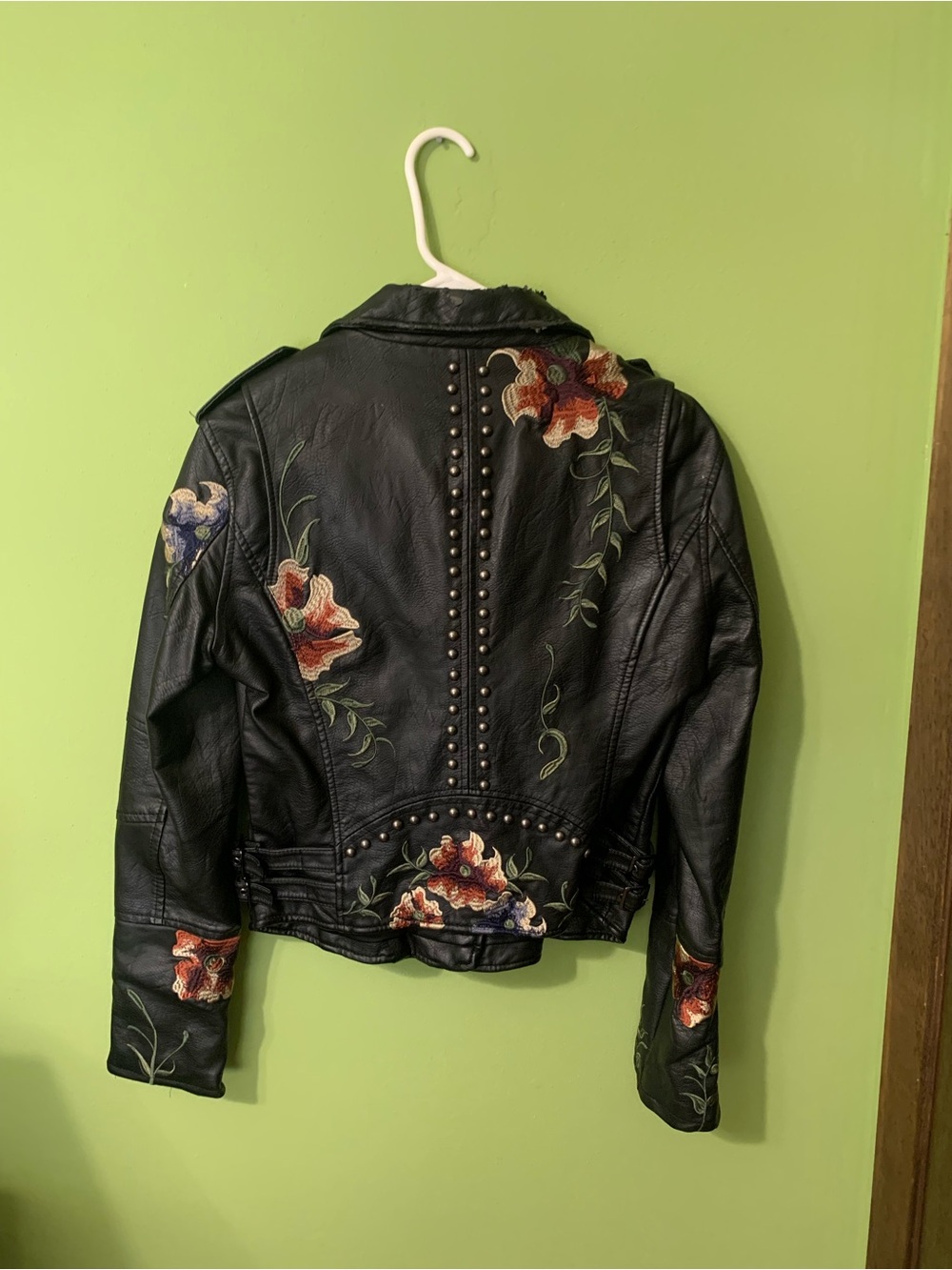 Blank NYC Black Leather Floral Studded Moto Jacket - Picture 3 of 13